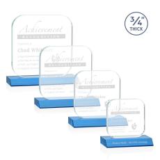 Employee Gifts - App Sky Blue Square / Cube Crystal Award