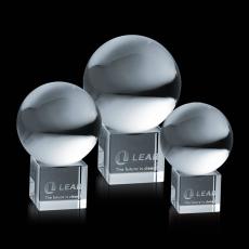 Employee Gifts - Crystal Ball Globe on Cube Crystal Award