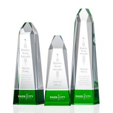 Employee Gifts - Radiant Green Obelisk Crystal Award
