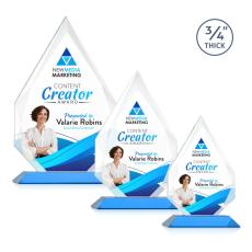Hawthorne Full Color Sky Blue Peaks Crystal Award - Crystal Awards