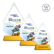 Hawthorne Full Color Amber on Newhaven Peaks Crystal Award - Crystal Awards