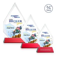 Hawthorne Full Color Red on Newhaven Peaks Crystal Award - Colored Crystal Awards
