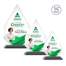 Hawthorne Full Color Black Peaks Crystal Award - Full Color Imprint