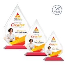Hawthorne Full Color Red Peaks Crystal Award - Colored Crystal Awards