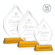 Worthington Amber on Newhaven Base Flame Crystal Award - Crystal Awards