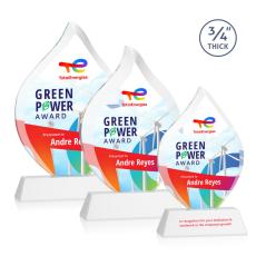 Worthington Full Color White on Newhaven Flame Crystal Award - Crystal Awards