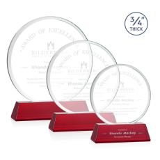 Blackpool Red on Newhaven Circle Crystal Award - Colored Crystal Awards