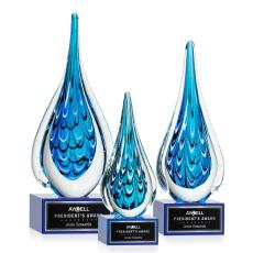 Employee Gifts - Worchester Blue on Hancock Base Tear Drop Glass Award
