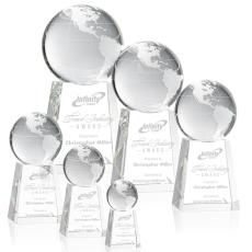 Employee Gifts - Globe Globe on Tall Base Crystal Award