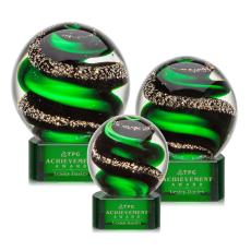 Employee Gifts - Zodiac Green on Paragon Base Globe Glass Award