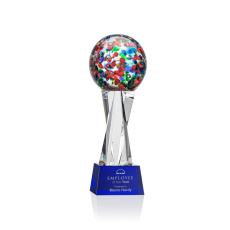 Employee Gifts - Fantasia Blue on Grafton Base Globe Glass Award