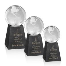 Employee Gifts - Globe Globe on Tall Marble Crystal Award