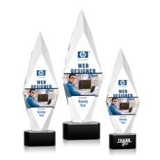 Employee Gifts - Manilow Full Color Black on Paragon Base Diamond Crystal Award