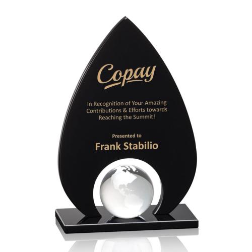 Awards and Trophies - Dangerfield Black Globe Crystal Award