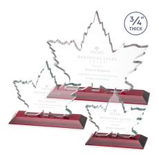 Employee Gifts - Maple Leaf Red  Unique Crystal Award