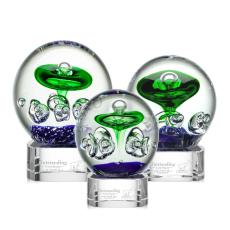 Employee Gifts - Aquarius Clear on Paragon Base Globe Glass Award