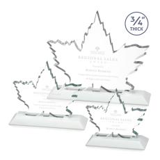 Employee Gifts - Maple Leaf White Unique Crystal Award