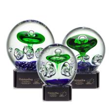 Employee Gifts - Aquarius Black on Paragon Base Globe Glass Award
