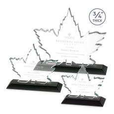 Employee Gifts - Maple Leaf Black  Unique Crystal Award