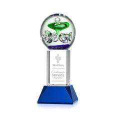 Employee Gifts - Aquarius Blue on Stowe Base Towers Glass Award