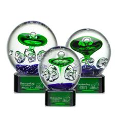 Employee Gifts - Aquarius Green on Paragon Base Globe Glass Award
