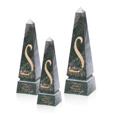 Employee Gifts - Groove Marble Green  Obelisk Stone Award