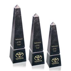 Employee Gifts - Groove Marble Black Obelisk Stone Award