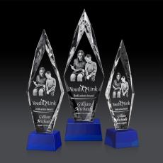 Employee Gifts - Manilow Blue on Robson Base (3D) Diamond Crystal Award