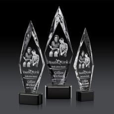 Employee Gifts - Manilow Black on Paragon Base (3D) Diamond Crystal Award