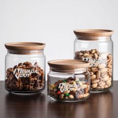 Employee Gifts - Finch Jar with Wooden Lid - Deep Etch
