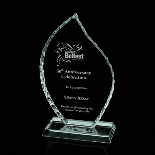 Awards and Trophies - Crystal Awards - Iceberg Jade Flame Glass Award