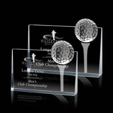 Traylor Golf Rectangle Crystal Award - Golf Awards