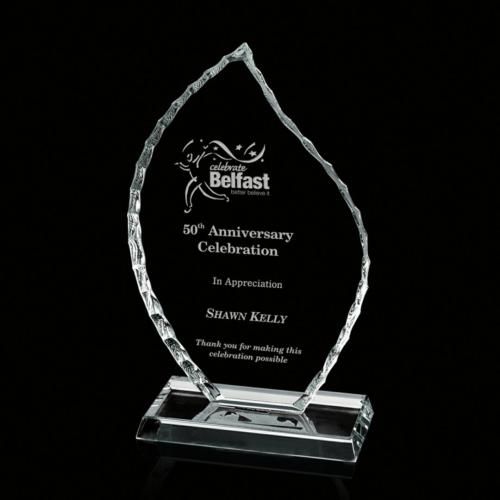 Awards and Trophies - Crystal Awards - Iceberg Starfire Flame Crystal Award
