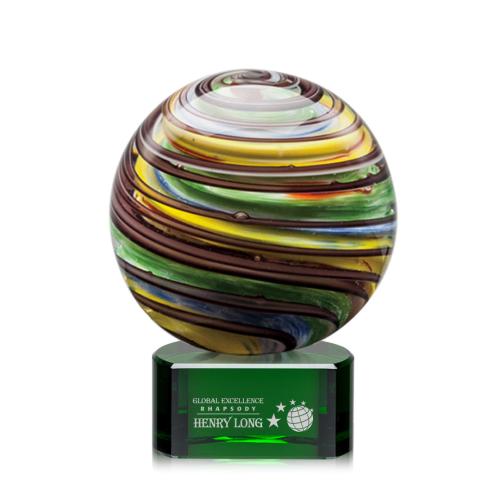Awards and Trophies - Crystal Awards - Glass Awards - Art Glass Awards - Lunar Globe on Paragon Base Glass Award