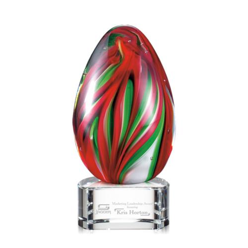 Awards and Trophies - Crystal Awards - Glass Awards - Art Glass Awards - Bermuda Tear Drop on Paragon Base Glass Award