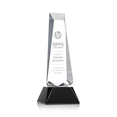 Awards and Trophies - Rustern Black on Base Obelisk Crystal Award