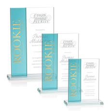 Employee Gifts - Composite Vertical Teal Rectangle Crystal Award