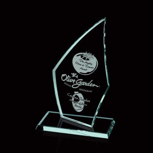 Awards and Trophies - Curved Arrowhead Peaks Glass Award