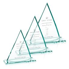 Employee Gifts - Curved Oxford Jade Pyramid Glass Award