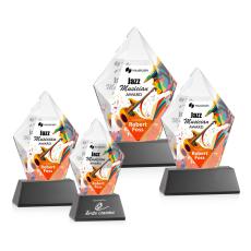 Employee Gifts - Devron Full Color Black  on Base Polygon Crystal Award