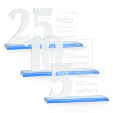 Employee Gifts - Hazelton Sky Blue Number Crystal Award