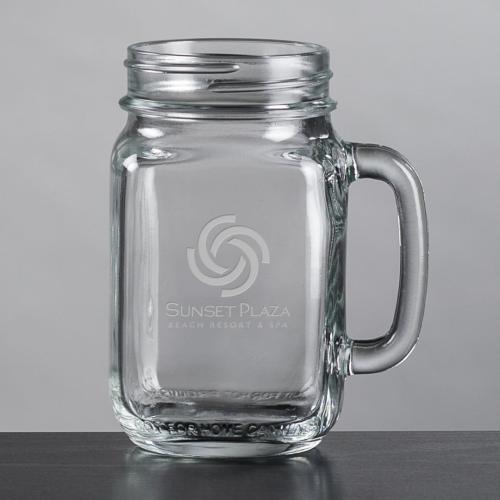 Corporate Gifts - Barware - Pilsners & Steins - Roswell Drinking Jar - Deep Etch 16oz