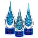 Worchester Blue on Marvel Base Tear Drop Glass Award