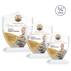 Scudo Shield Full Color White Unique Crystal Award - Awards and Trophies