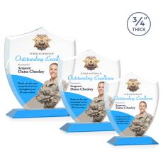 Scudo Shield Full Color Sky Blue Unique Crystal Award - Awards and Trophies
