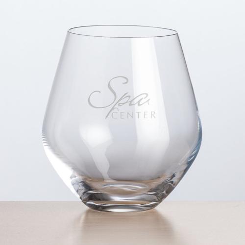 Corporate Gifts - Barware - Wine Glasses - Reina Stemless Wine - Deep Etch