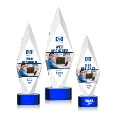 Employee Gifts - Manilow Full Color Blue on Paragon Base Diamond Crystal Award