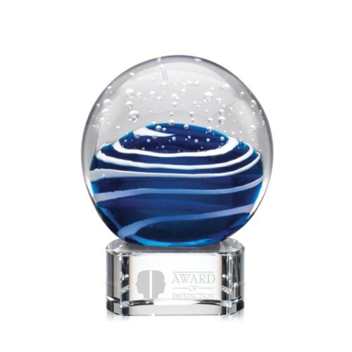 Awards and Trophies - Crystal Awards - Glass Awards - Art Glass Awards - Tranquility Globe on Paragon Glass Award