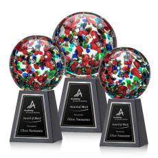 Employee Gifts - Fantasia Globe on Tall Marble Glass Award