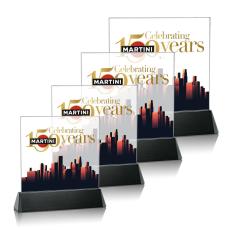 Employee Gifts - Sierra Square Full Color Black Square / Cube Crystal Award